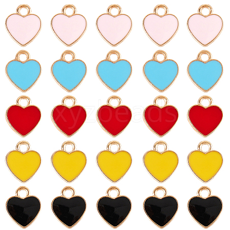100Pcs 5 Colors Alloy Enamel Charms ENAM-SC0005-32-1