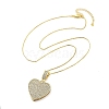 Brass Micro Pave Clear Cubic Zirconia Box Chain Heart Pendant Necklaces for Women NJEW-M009-02G-C-2