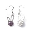 Natural Amethyst Rabbit Dangle Earrings EJEW-A092-05P-26-2