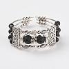 Three Loops Tibetan Style Alloy Wrap Bracelets BJEW-JB03324-01-1