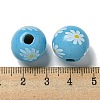 Printed Wood European Beads WOOD-G022-19I-3