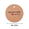 100Pcs Round Kraft Paper Gift Tags with Word Handmade PW-WG38291-04-1