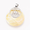 Natural Yellow Shell Pendants KK-F751-A03-2