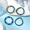 4Pcs Round Natural Chrysocolla & Lapis Lazuli Beads Stretch Rings for Unisex RJEW-JR00750-2