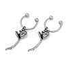 Rose Flower 316 Surgical Stainless Steel Hoop Earrings EJEW-G416-44AS-4