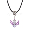 Glass Seed Beads & Glass Pearl Angel Pendant Necklaces NJEW-MZ00056-03-1