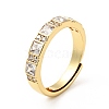 Clear Cubic Zirconia Rectangle Adjustable Ring RJEW-I087-03G-1