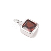 925 Sterling Silver Pave Cubic Zirconia Square Charms with Jump Rings and 925 Stamp STER-D288-05S-04-2