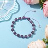 8.5mm Round Natural Amethyst & ABS Plastic Imitation Pearl Braided Bead Braclets BJEW-JB10654-2