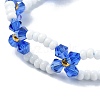 Woven Glass Flower Adjustable Braided Bead Bracelets for Women BJEW-MZ00100-04-3