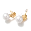 Brass ABS Imitation Pearl Stud Earrings for Women EJEW-B107-04G-2