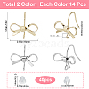 SOFPLATE 28Pcs 2 Color Bowknot Shape Brass Earring Hook DIY-SP0001-07-2