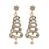 Christmas Trees Alloy Rhinestone Dangle Stud Earrings EJEW-A112-01KCG-1