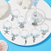 8Pcs Sea Animal Alloy Pendants Wine Glass Charms Sets AJEW-JO00219-2