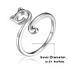 Rhodium Plated 925 Sterling Silver Cat Open Cuff Ring for Women JR861A-3