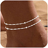 Brass Round Beads Singapore Chain Double Layer Anklets for Women FS-WG032DF-03-1