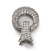 Brass Micro Pave Clear Cubic Zirconia Fold Over Clasps KK-A230-17P-1