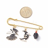 Halloween Crow & Moon Enamel Charm Brooch Pin with Synthetic Turquoise JEWB-BR00071-5