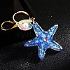 Diamond-Studded Starfish Shell Car Zinc Alloy Keychain Acrylic Cute Men and Women Bag Pendant Metal Keychain Ring Gift PW-WG2593B-05-1