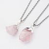 Natural Rose Quartz Pendant Necklaces NJEW-JN01879-02-1