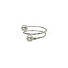 Alloy with Plastic Pearl Round Bead Adjustable Cuff Open Rings for Women FS-WGFAAAF-01-5