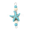 10Pcs 2 Colors Dyed Synthetic Turquoise Starfish Rondelle Round Beaded Connector Charms PALLOY-JF04015-4