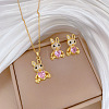 Brass Micro Pave Cubic Zirconia Pendant Necklace & Stud Earrings WG7AC39-145-1