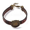 Hollow Cross PU Leather Bracelet Making MAK-I020-01A-1