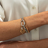 2Pcs 2 Styles Alloy & Iron & Crystal Rhinestone Charm Bracelets & Curb Chain Bracelets for Women FS-WGBE51F-01-3