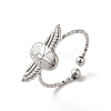 304 Stainless Steel Owl Open Cuff Rings for Women RJEW-H136-01P-1