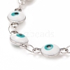 Enamel Oval with Evil Eye Link Chains Bracelet BJEW-P271-04P-02-2