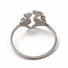 Non-Tarnish 304 Stainless Steel Double Cat Finger Ring for Women RJEW-K239-04P-3