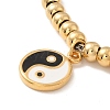 PVD Vacuum Plating 304 Stainless Steel Flat Round with Yin Yang Charm Bracelet with Enamel BJEW-B057-02G-2