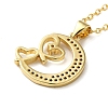 Golden Brass Crescent Moon Pendant Necklace with Rhinestone NJEW-Z015-01C-G-4