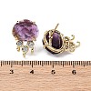 Brass Micro Pave Cubic Zirconia Stud Earring Findings with Natural Amethyst KK-Z096-05G-03-3