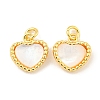 Natural Shell & Brass Heart Charms with Jump Rings KK-P275-08G-1