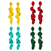 ANATTASOUL 4 Pairs 4 Colors Acrylic Petal Dangle Stud Earrings EJEW-AN0003-78-1