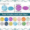 140Pcs 14 Styles Spray Painted Natural Capiz Shell Connector Charms BSHE-SC0001-34-2