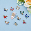 HOBBIESAY 40Pcs 10 Style Butterfly Alloy Rhinestone Cabochons MRMJ-HY0002-38-4