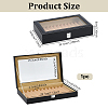 Black PU Leather Pen Organizer Boxes with Clear Glass Visible Window Lid CON-WH0107-129A-2