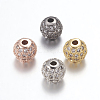 Brass Micro Pave Cubic Zirconia Beads ZIRC-E134-6mm-04-1