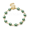 Real 18K Gold Plated Stainless Steel Enamel Evil Eye Link Chain Bracelet VQ3782-1-1