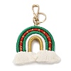 Christmas Theme Macrame Weaving Rainbow Tassel Cotton Thread Keychain FIND-M045-02-2