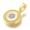 Brass Micro Pave Cubic Zirconia and Shell Pendants KK-K388-77G-01-2