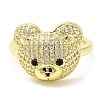 Bear Cubic Zirconia Open Cuff Rings RJEW-K247-03G-1