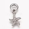 304 Stainless Steel Rhinestone European Dangle Charms OPDL-K001-18AS-1