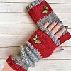 Acrylic Fibers Butterfly Pattern Knitting Fingerless Gloves PW-WGC22F5-01-1