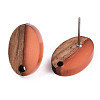 Resin & Walnut Wood Stud Earring Findings MAK-N032-004A-A05-3