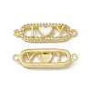 Rack Plating Brass Micro Pave Clear Cubic Zirconia Connector Charms ZIRC-I061-02G-2