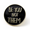 Black Flat Round Enamel Pin JEWB-E016-01G-06-1